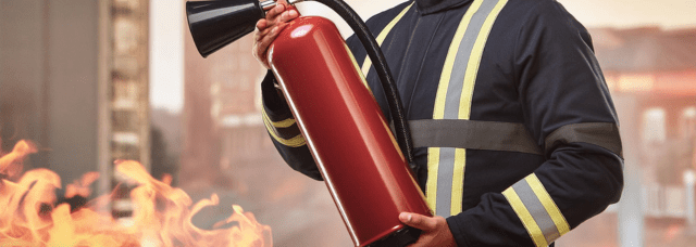 A man holding Fire Extinguisher