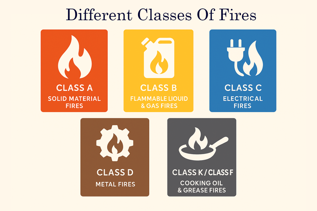 Different classes of fire